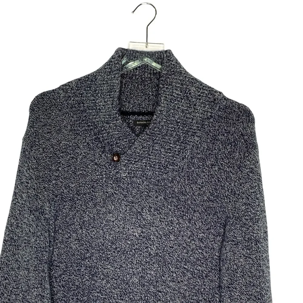 Banana Republic S Mens Cozy Shawl Sweater Heathered Gray Grandpa